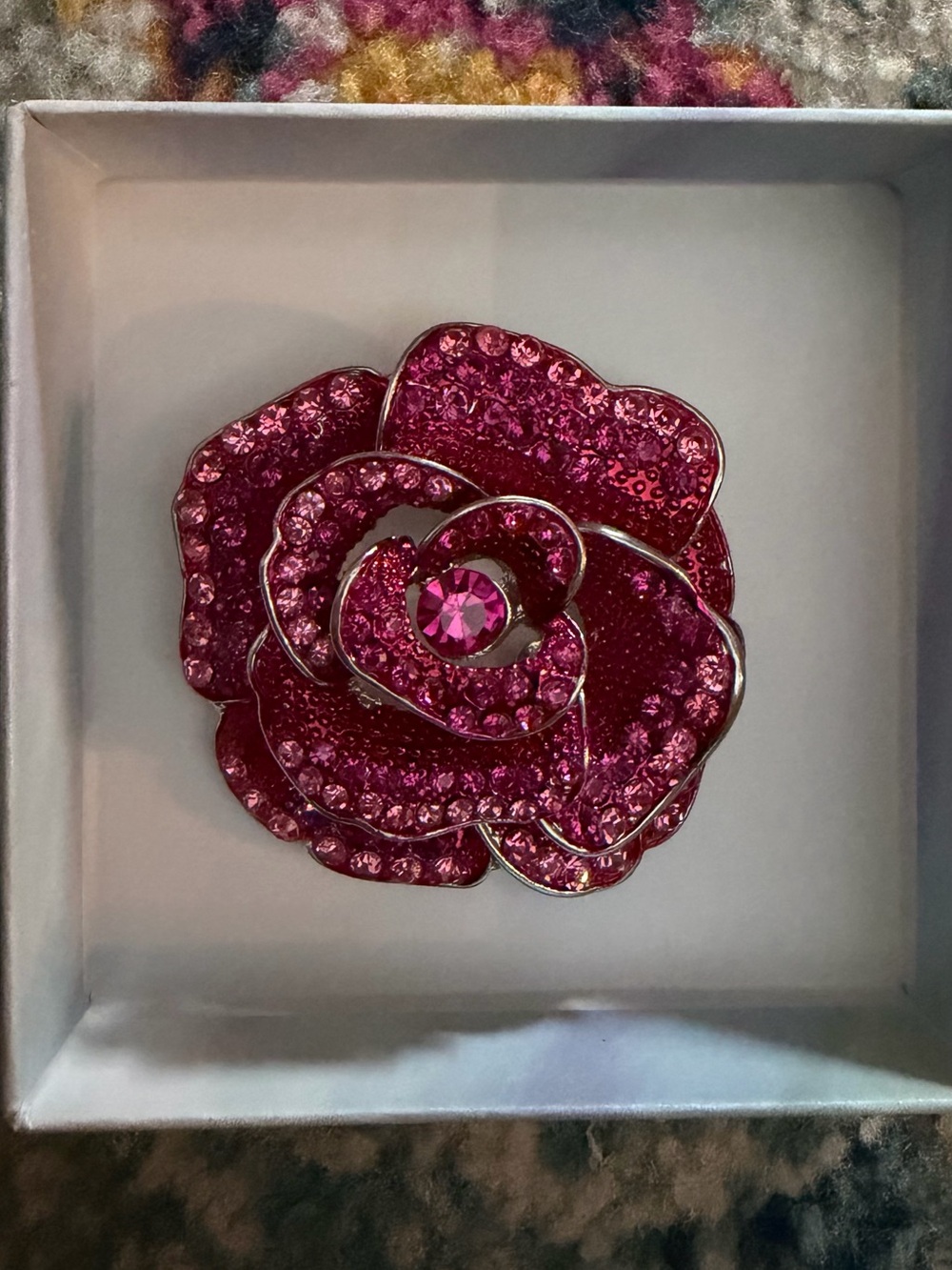Pink Crystal Floral Brooch Pin - Women Jewelry
